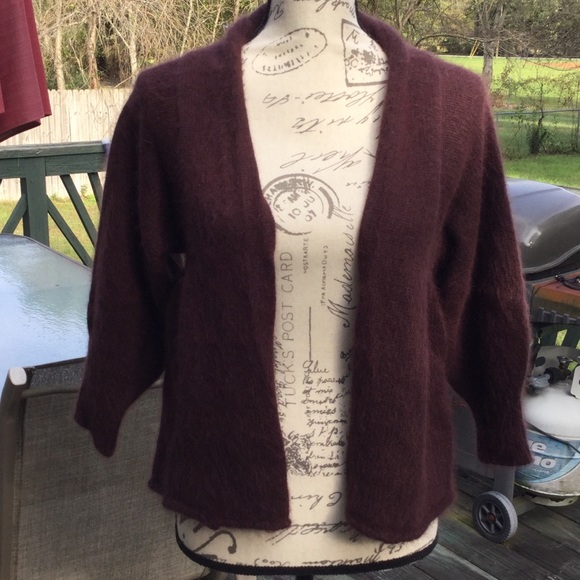 Moda International Angora rabbit fur blend open front Cardigan sweater small - Picture 6 of 17